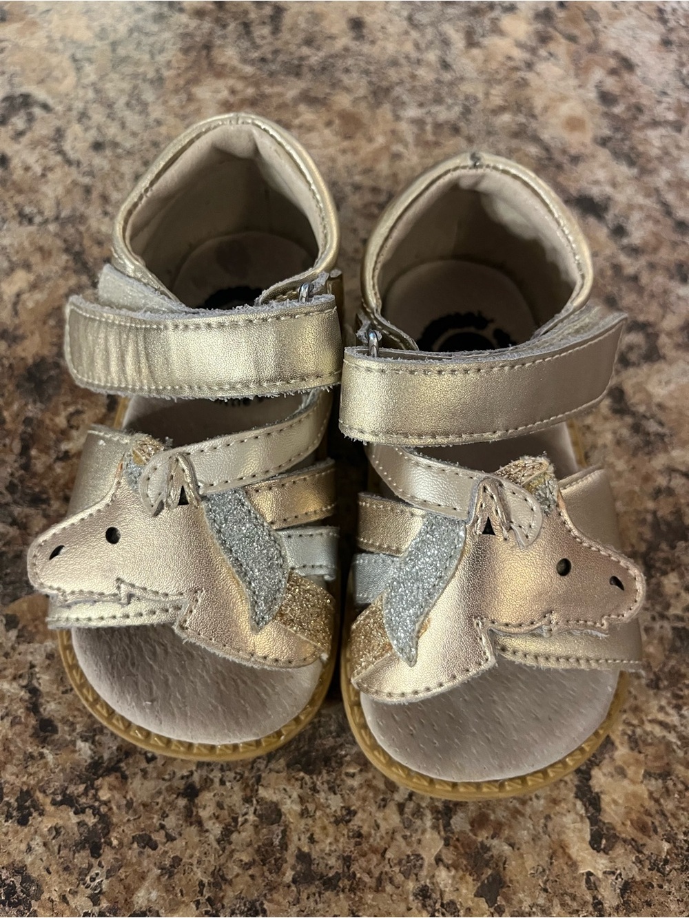 Livie & Luca Gold Unicorn Glitter Toddler Sandals